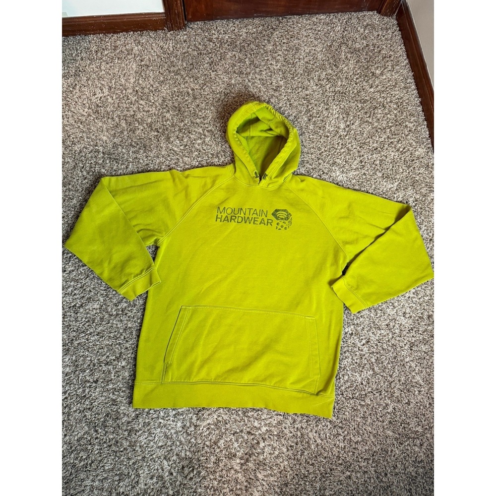 Mountain Hardwear Sweatshirt Mens XL Green Yellow Pullover Hoodie Outdoors